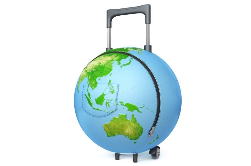 the globe as a luggage