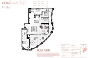level 14 penthouse floorplan 4 bedroom 3.5 bathroom