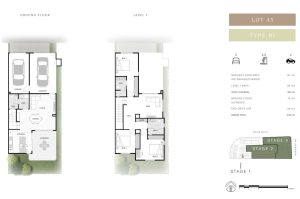3 bedroom 2.5 bathroom townhouse floorplan type B1, lot 45