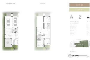 3 bedroom 3.5 bathroom townhouse floorplan type B2, lot 42