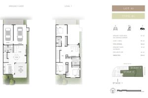 3 bedroom 3.5 bathroom townhouse floorplan type B1, lot 41