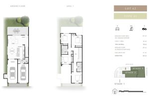 4 bedroom 2.5 bathroom townhouse floorplan type A1, lot 62