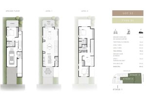 3 bedroom 3.5 bathroom townhouse floorplan type D1, lot 55