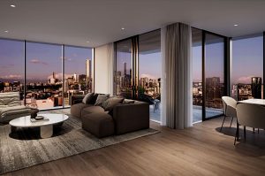 apartment overlooking Brisbane city skyline