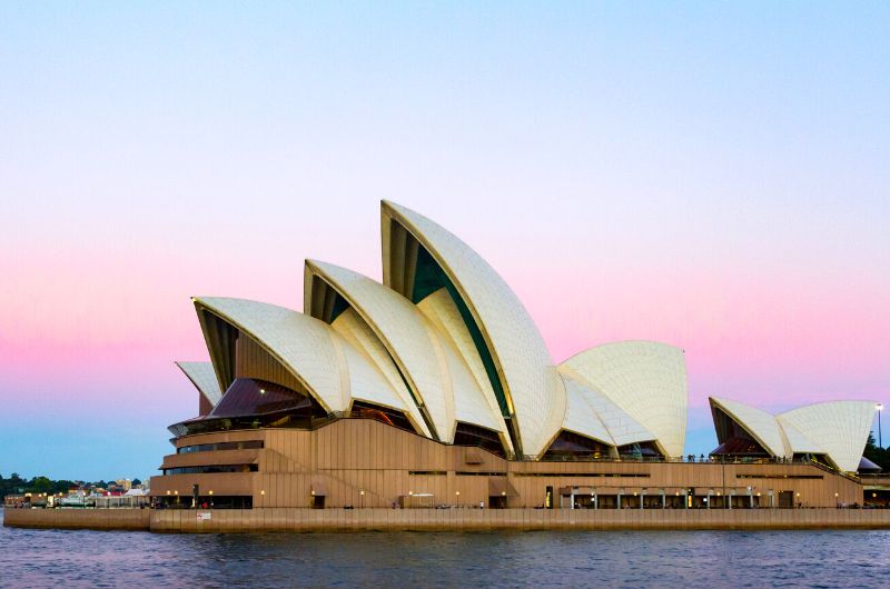 sydney opera house during sunset