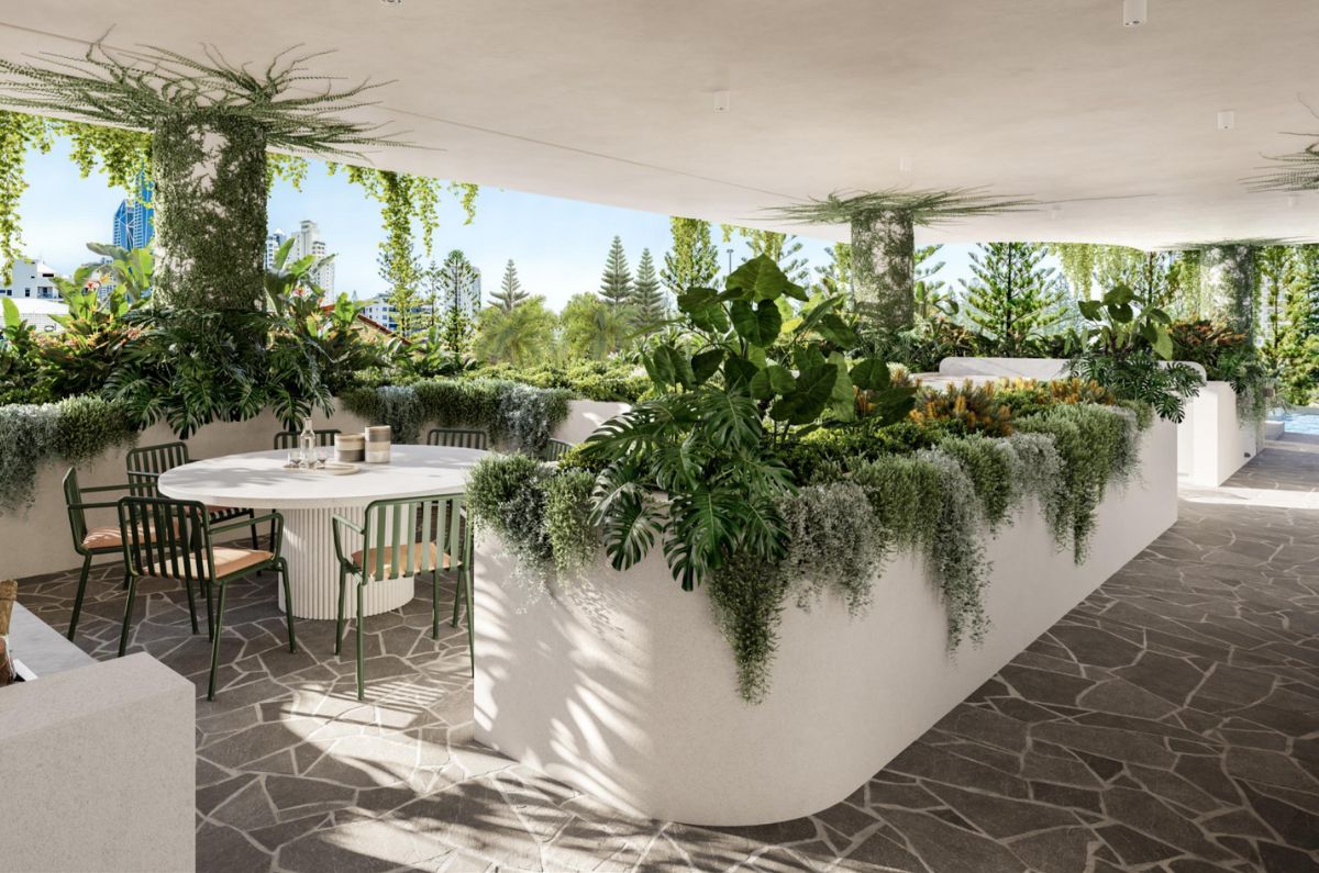 dining space surrounded by greenery